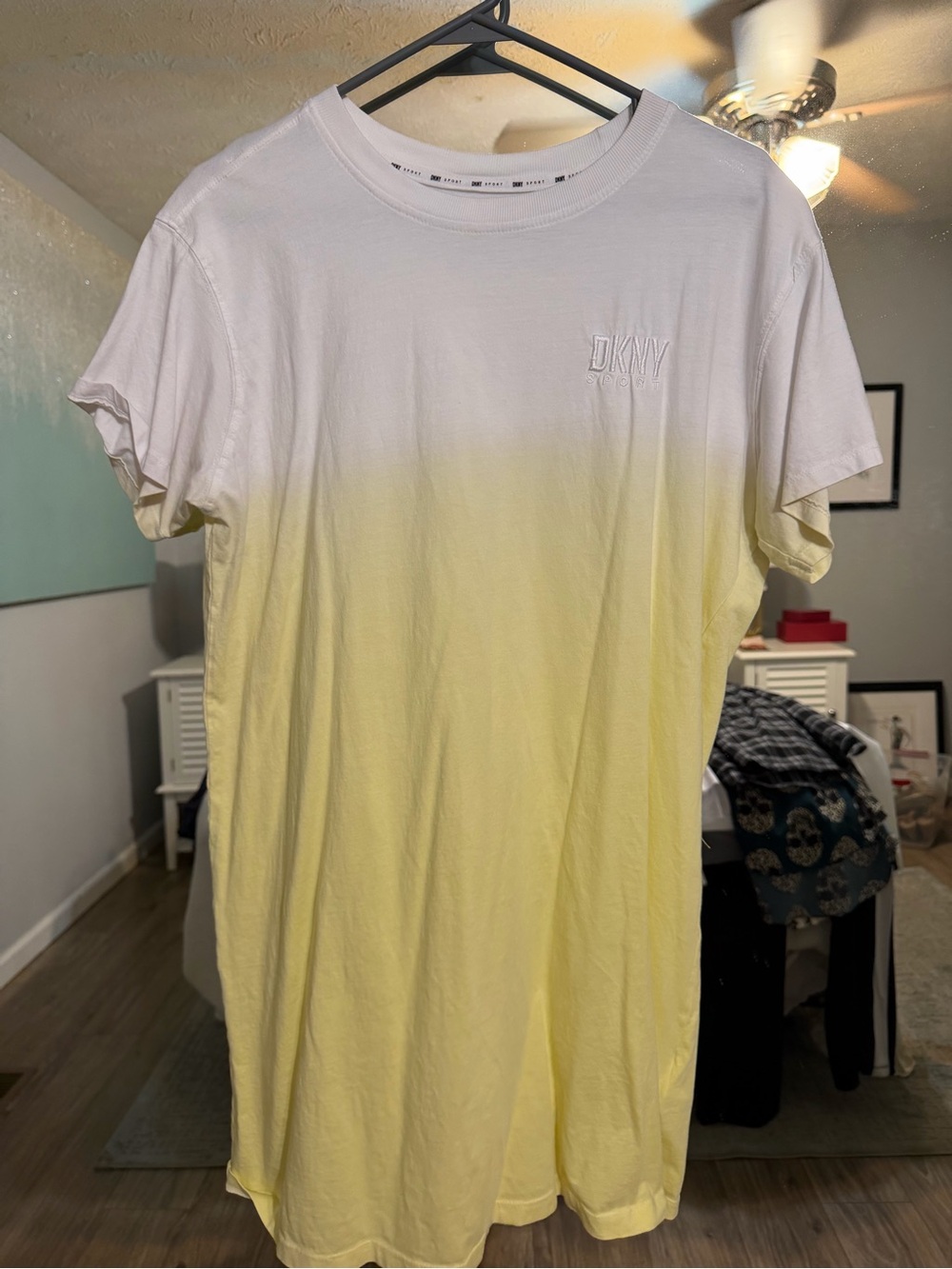 DKNY Tee shirt dress  White to Yellow Ombre Crew Neck T-Shirt